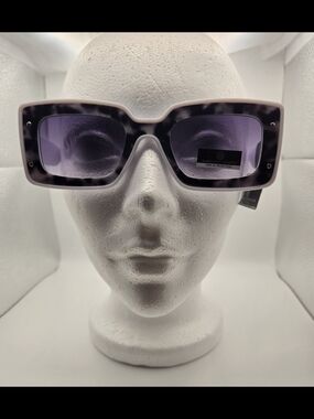 Margaret Josephs White Black Grey Oversized Square Sunglasses Unisex Funky Print